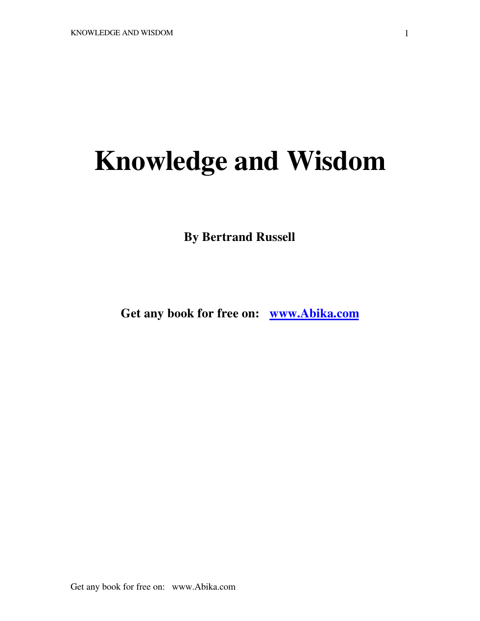 Knowledge And Wisdom cover