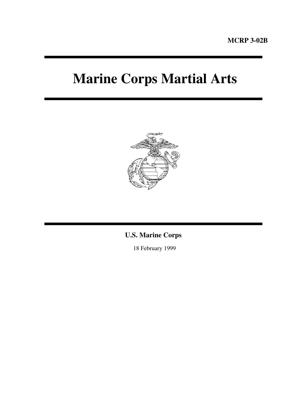USMC Martial Arts 1999 114 pages cover