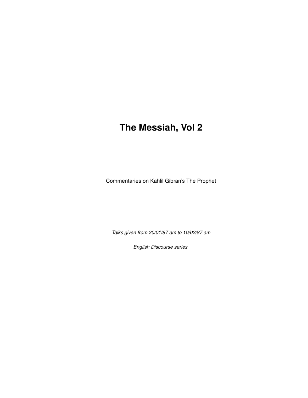 The Messiah, Vol 2 cover