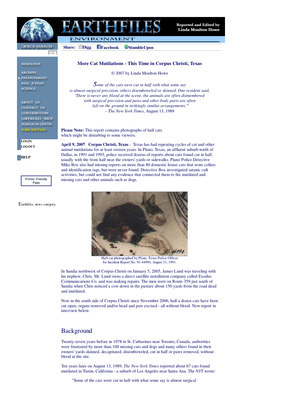 04 09 2007 More Cat Mutilations - This Time in Corpus Christi, Texas cover