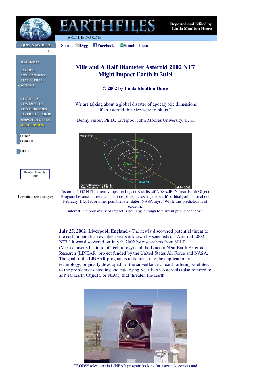 07 25 2002 Mile and A Half Diameter Asteroid 2002 NT7 Might Impact Earth in 2019 cover