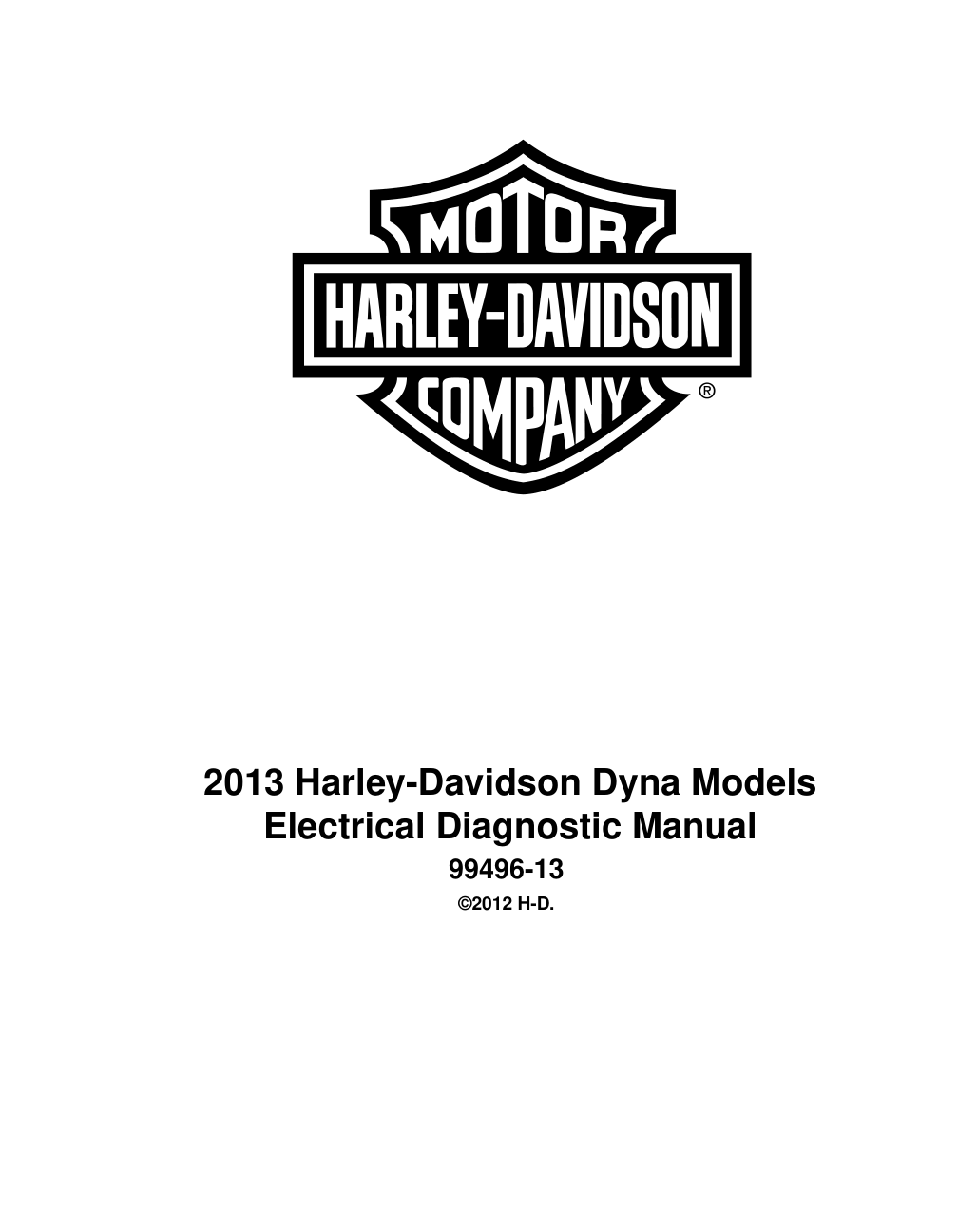 2013 Harley-Davidson Dyna Electrical Diagnosis cover