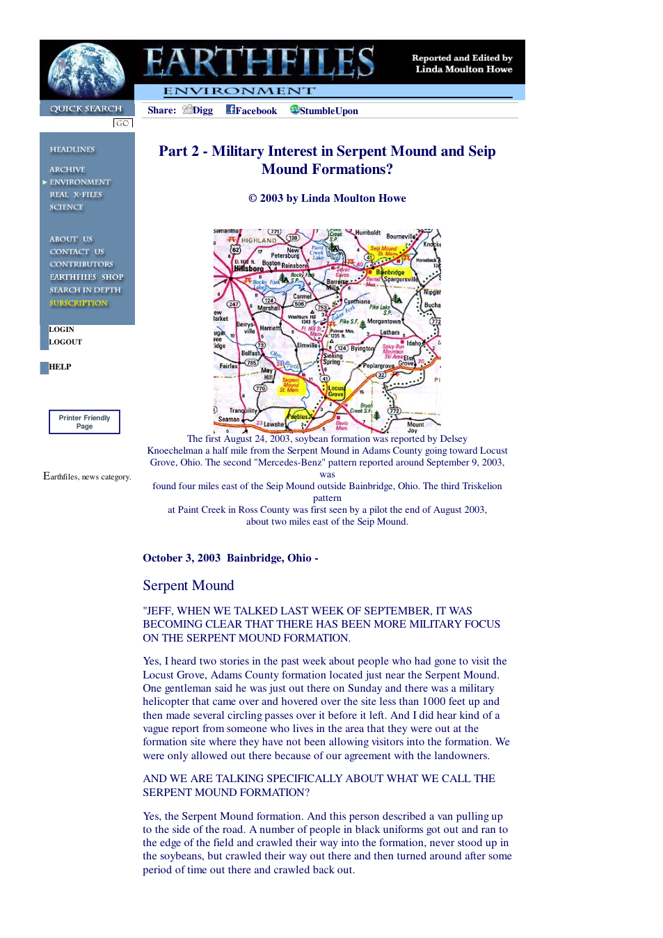 10 03 2003 Part 2 - Military Interest in Serpent Mound and Seip Mound Formations cover