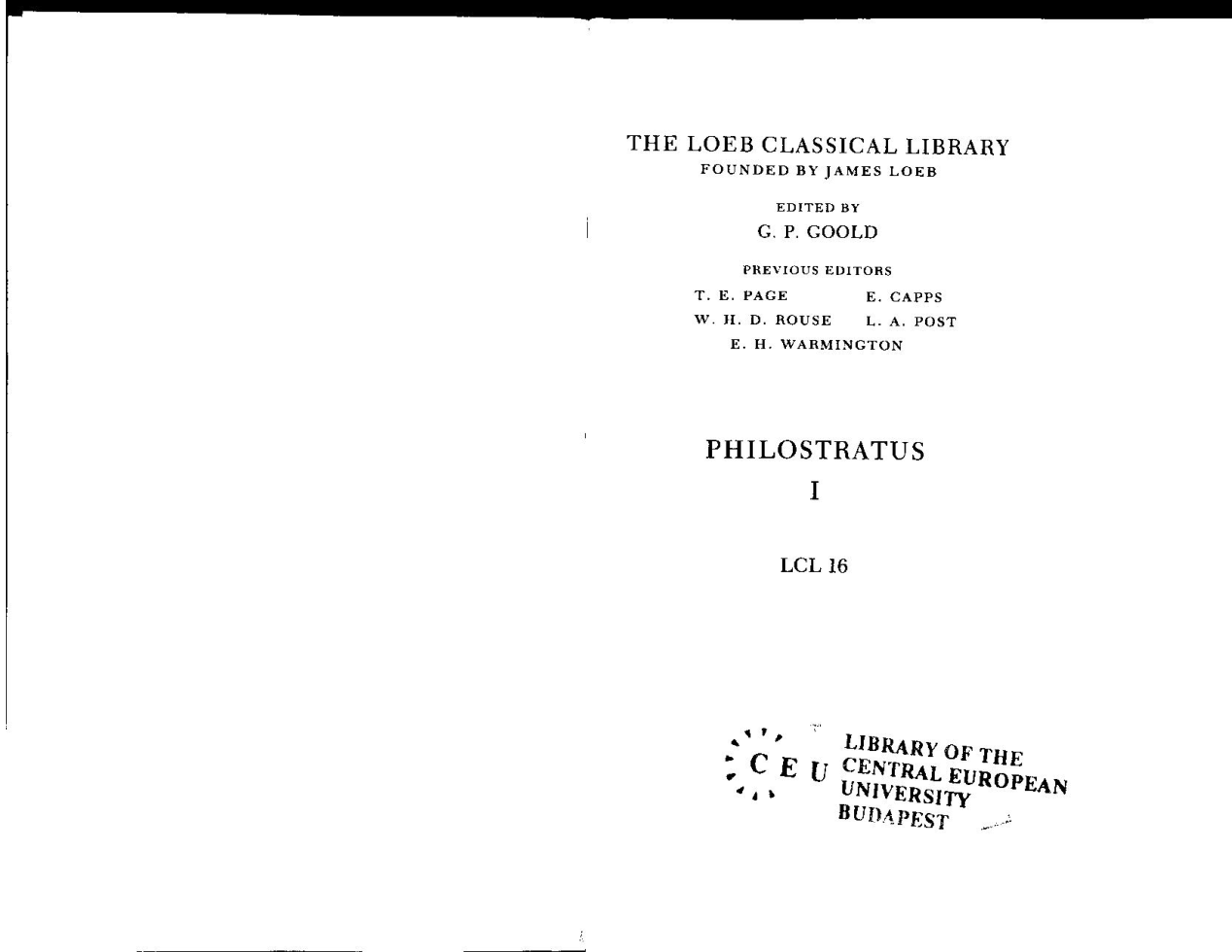 Life of Apollonius of Tyana, Vol. 1 Books 1-4 (Loeb Classical Library, No. 16)-Harvard University Press (1989) cover