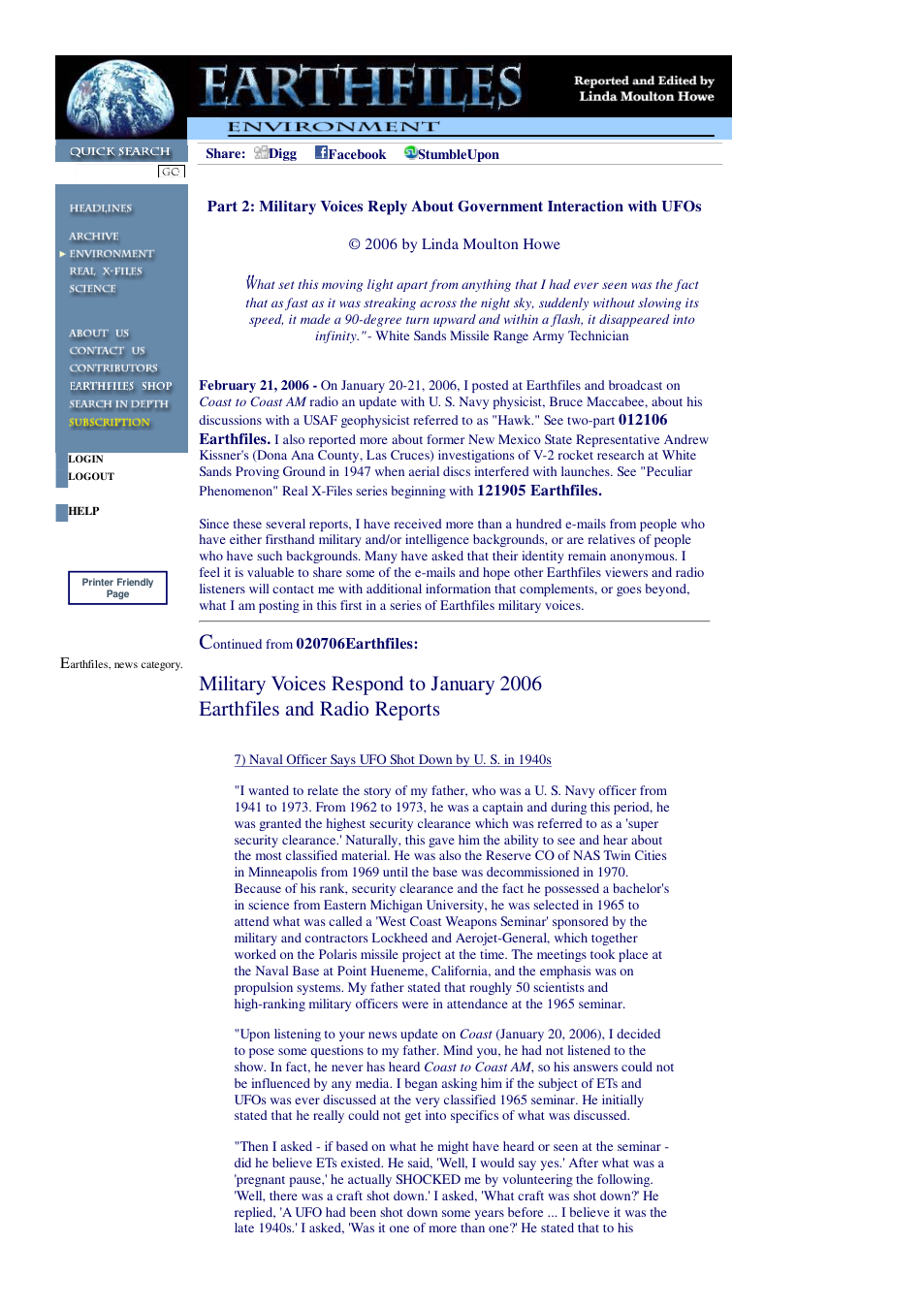 02 21 2006 Part 2 Military Voices Reply About Government Interaction with UFOs cover