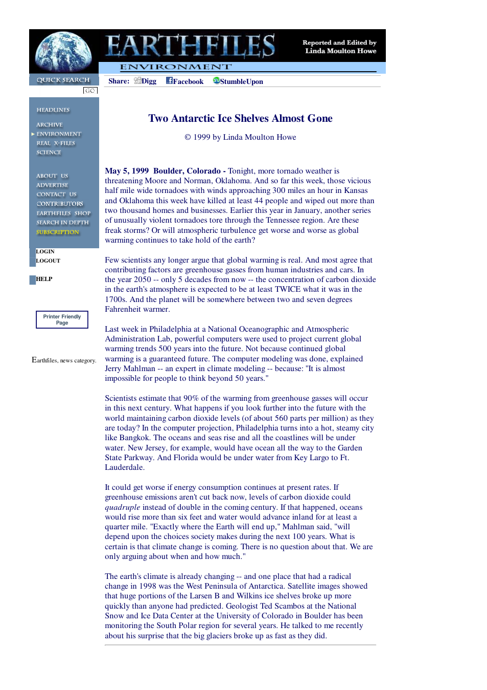 05 05 1999 Two Antarctic Ice Shelves Almost Gone cover