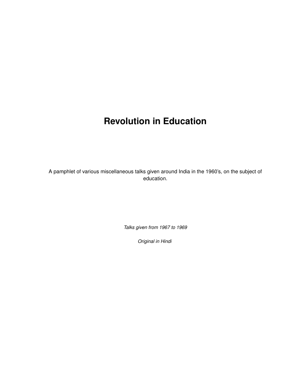 Revolution in Education cover