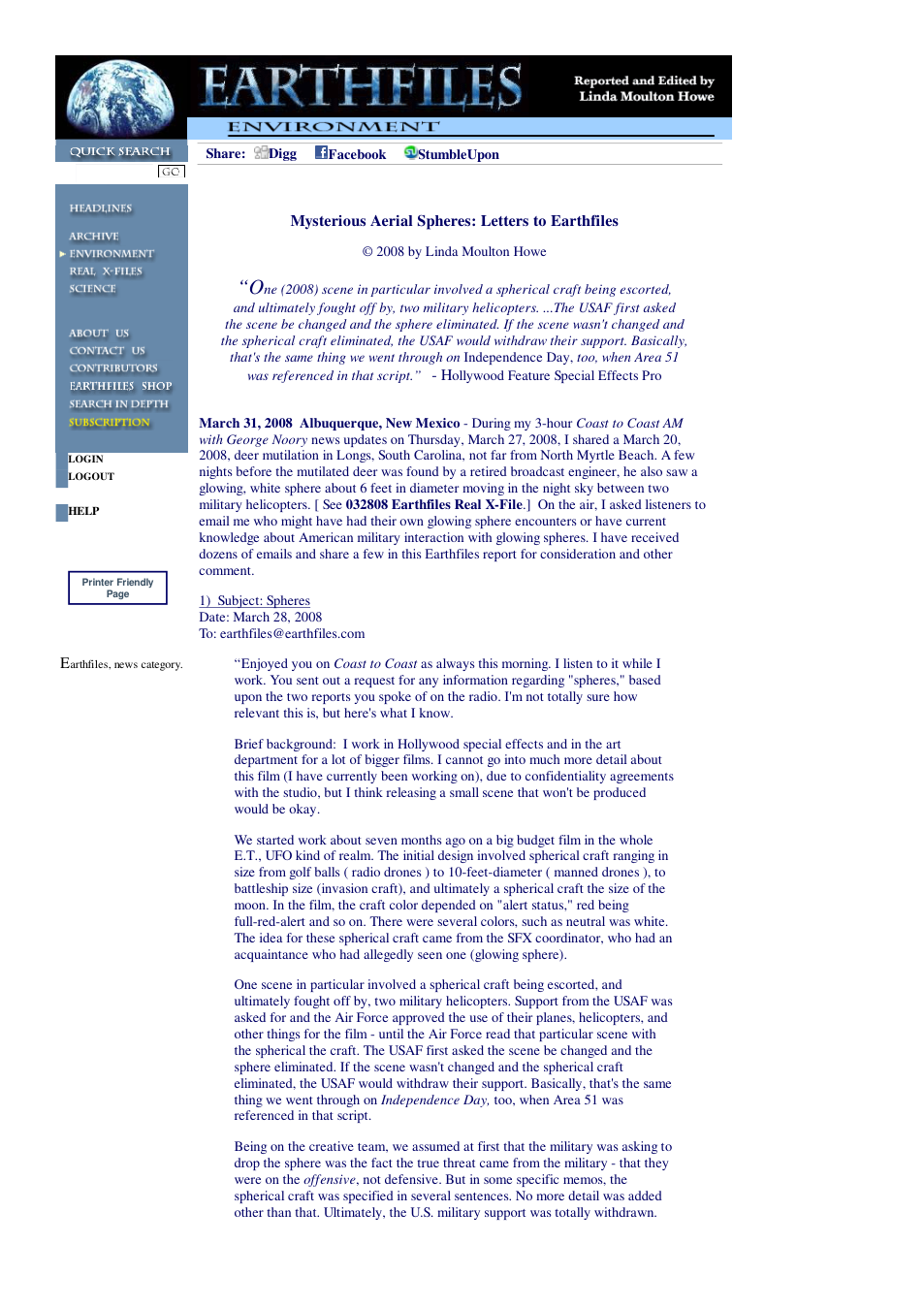 03 31 2008 Mysterious Aerial Spheres Letters to Earthfiles cover