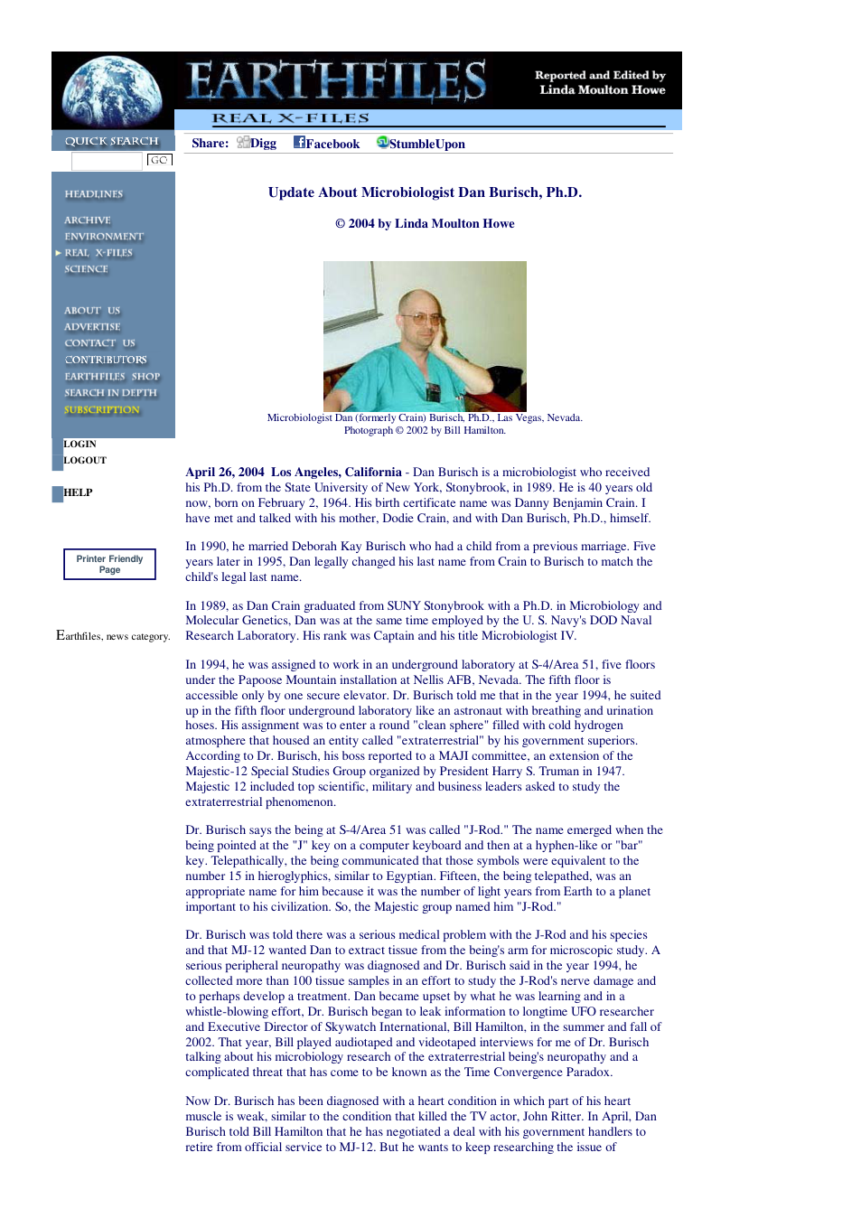 04 26 2004 Update About Microbiologist Dan Burisch, Ph.D. cover