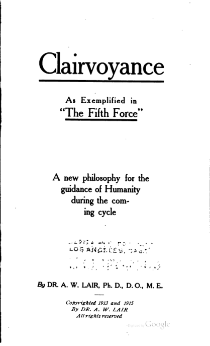 Clairvoyance as exemplified in the Fifth Force cover