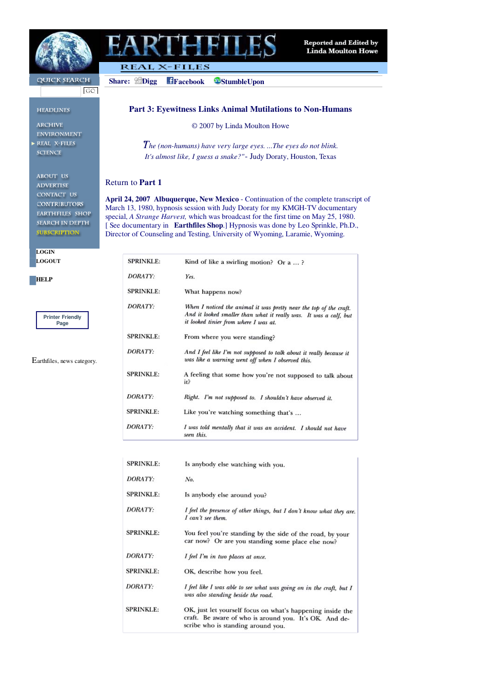 04 28 2007 April 24, 2007 - Part 3 Eyewitness Links Animal Mutilations to Non-Humans. cover