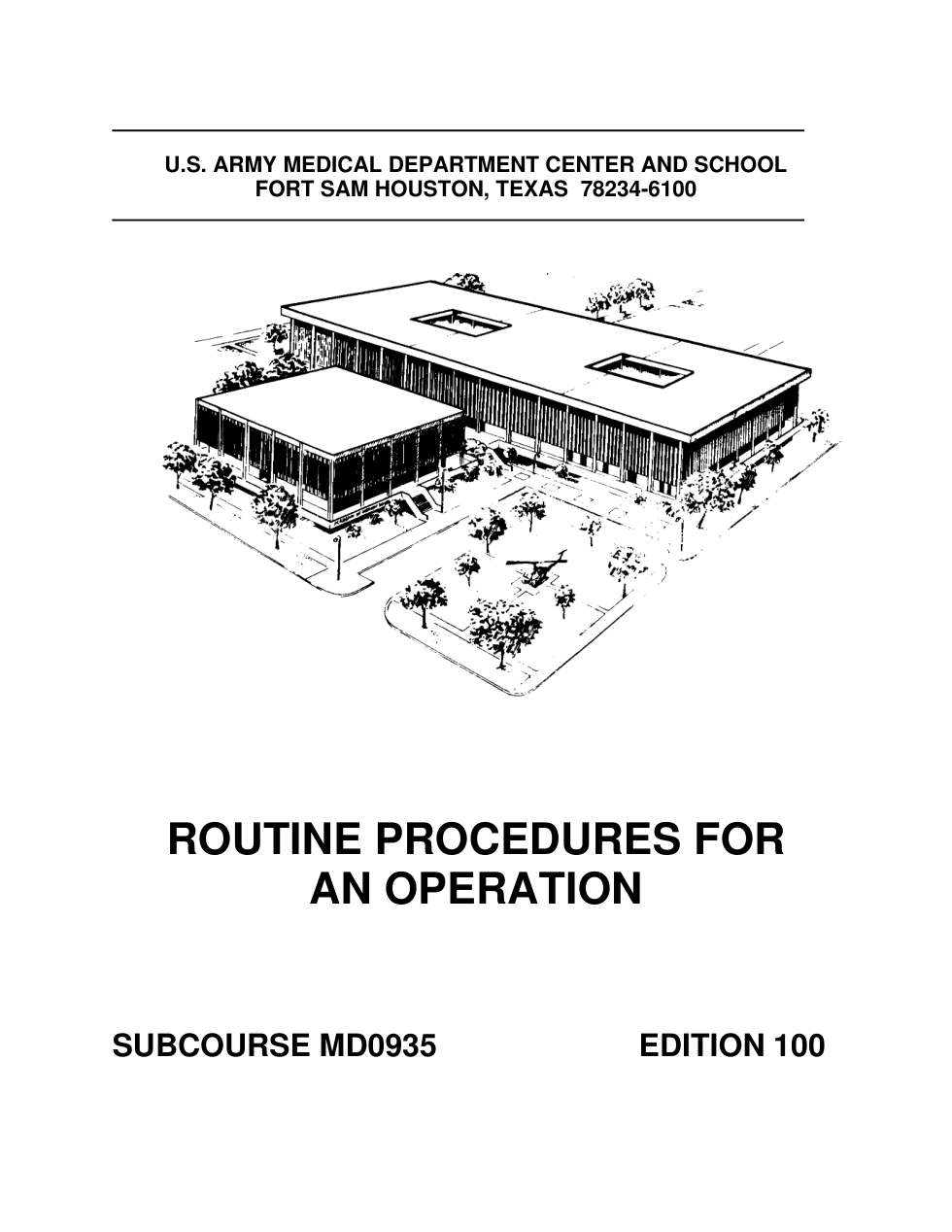 ARMY Medical - Routine Proced. for an Operation 98 pages cover