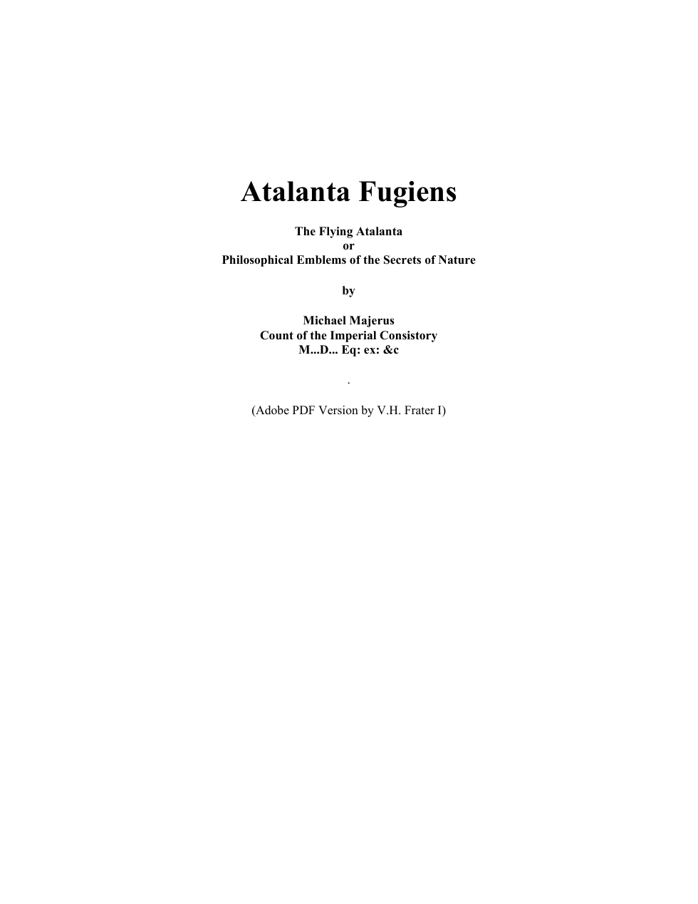 Atalanta Fugiens by Michael Majerus cover