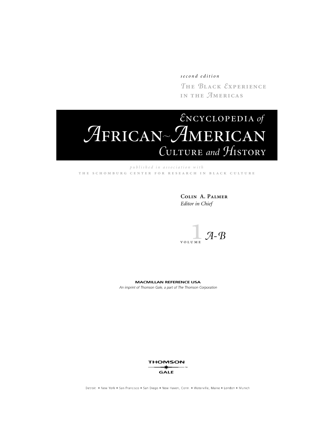 Gale Group Encyclopedia of African American Culture and History 2nd Vol 1 cover