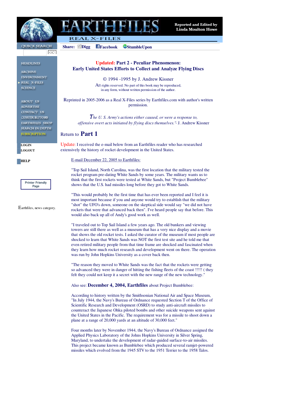 12 21 2005 Updated Part 2 - Peculiar Phenomenon, Early United States Efforts to Collect and Analyze Flying Discs cover