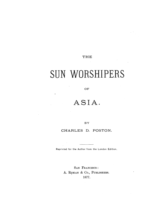 The Sun Worshippers of Asia - C D Poston cover