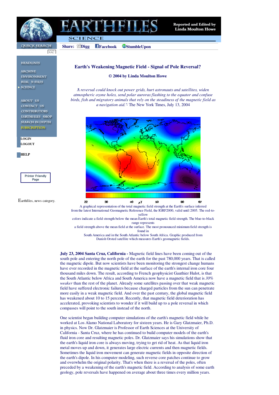 07 23 2004 Earth's Weakening Magnetic Field - Signal of Pole Reversal cover