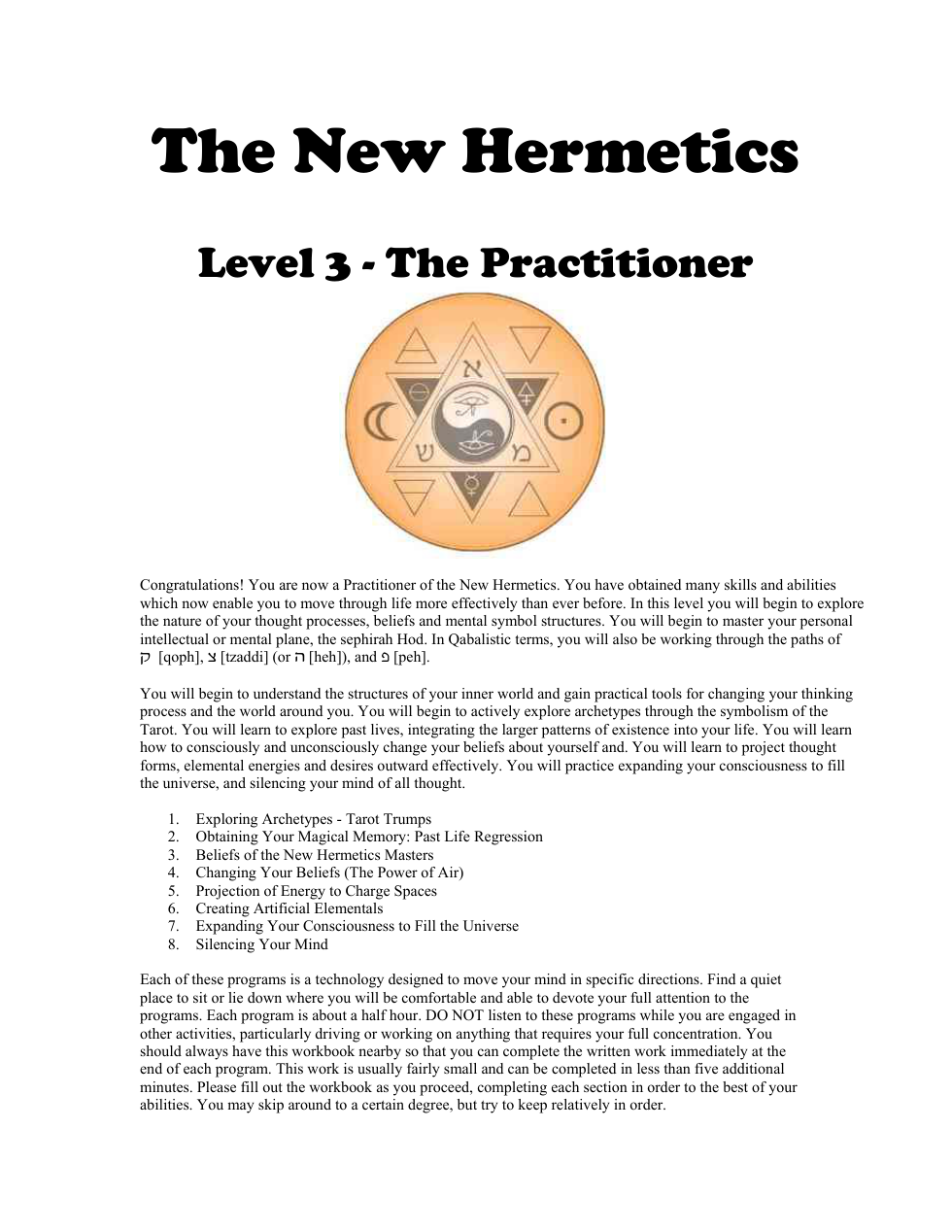 New Hermetics - Level 3 - The Practitioner Workbook cover