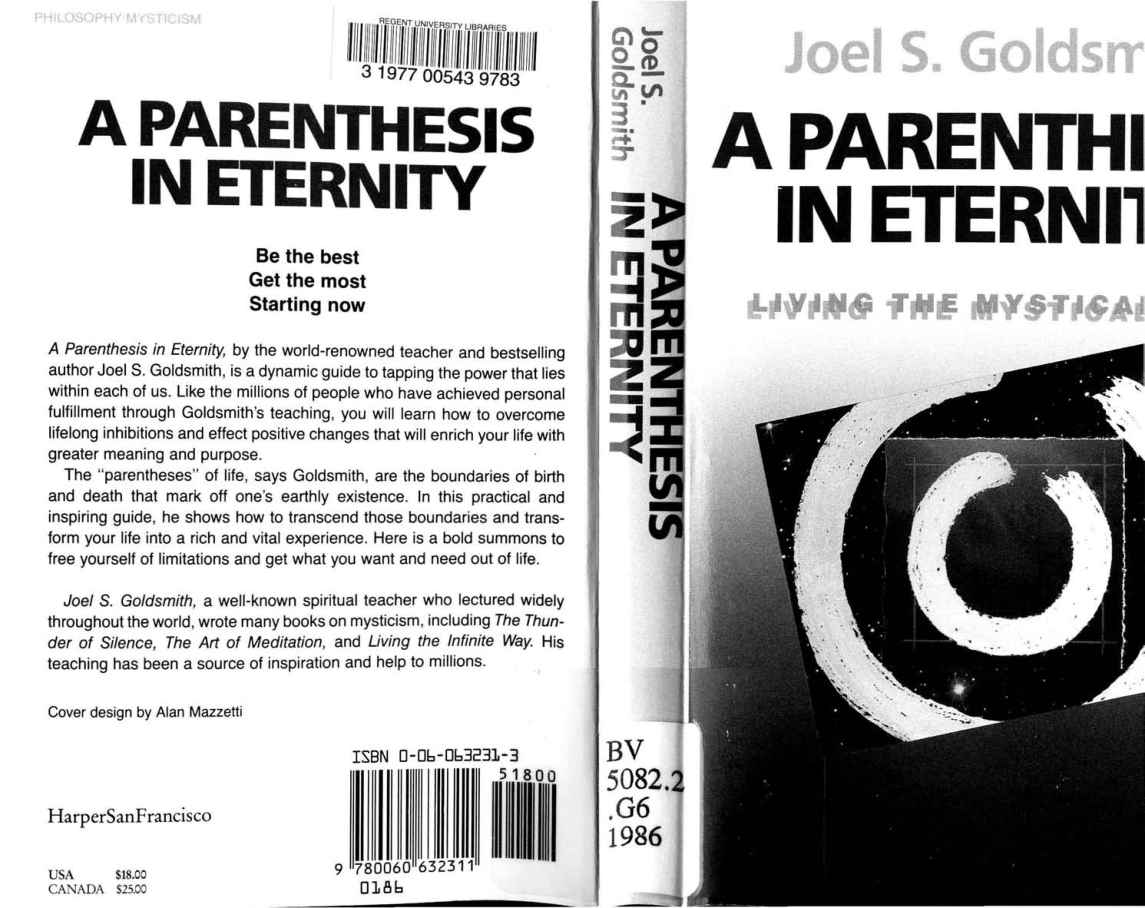JoelGoldsmith AParenthesiInEternity cover