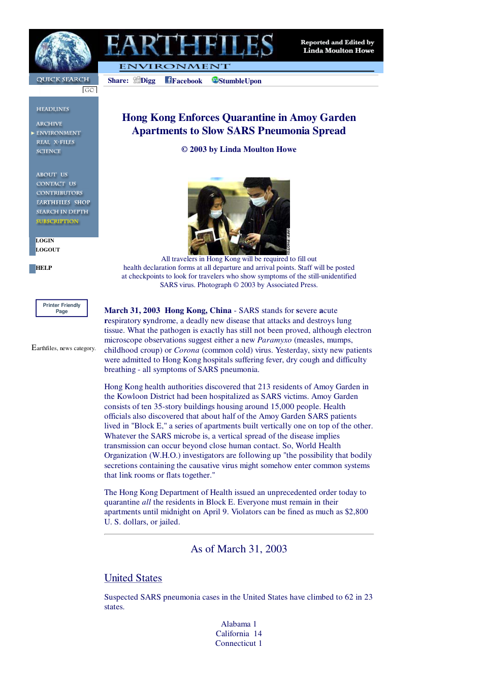 03 31 2003 Hong Kong Enforces Quarantine in Amoy Garden Apartments to Slow SARS Pneumonia Spread cover