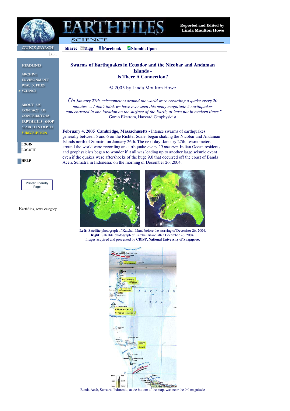 02 04 2005 Swarms of Earthquakes in Ecuador and the Nicobar and Andaman Islands - Is There A Connection cover