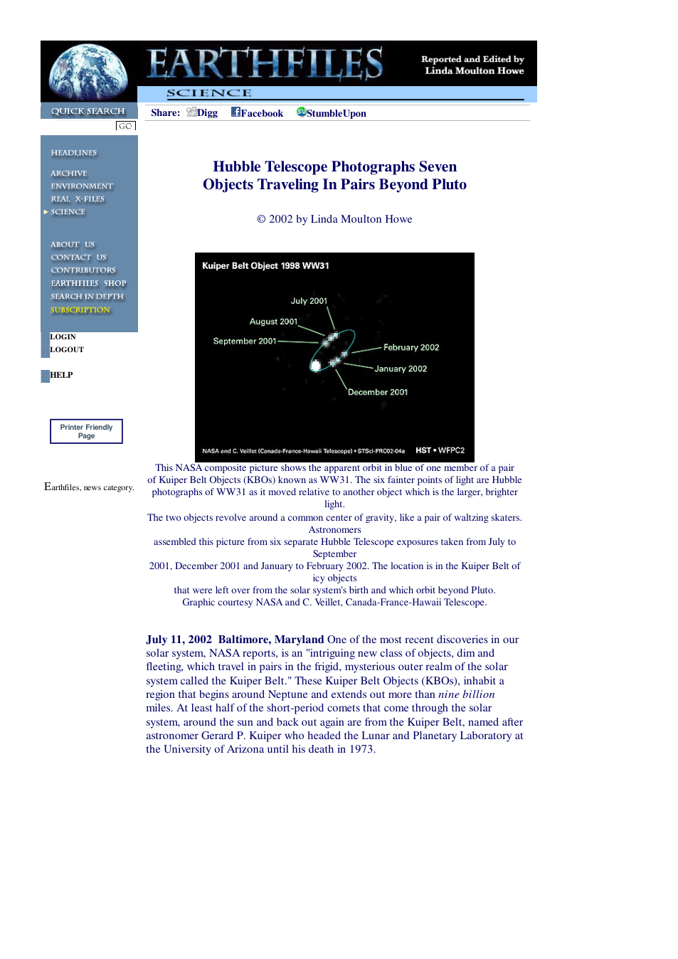 07 11 2002 Hubble Telescope Photographs Seven Objects Traveling In Pairs Beyond Pluto cover