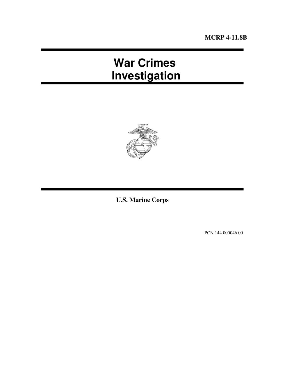 MCRP 4-11.8B War Crimes Investigation cover