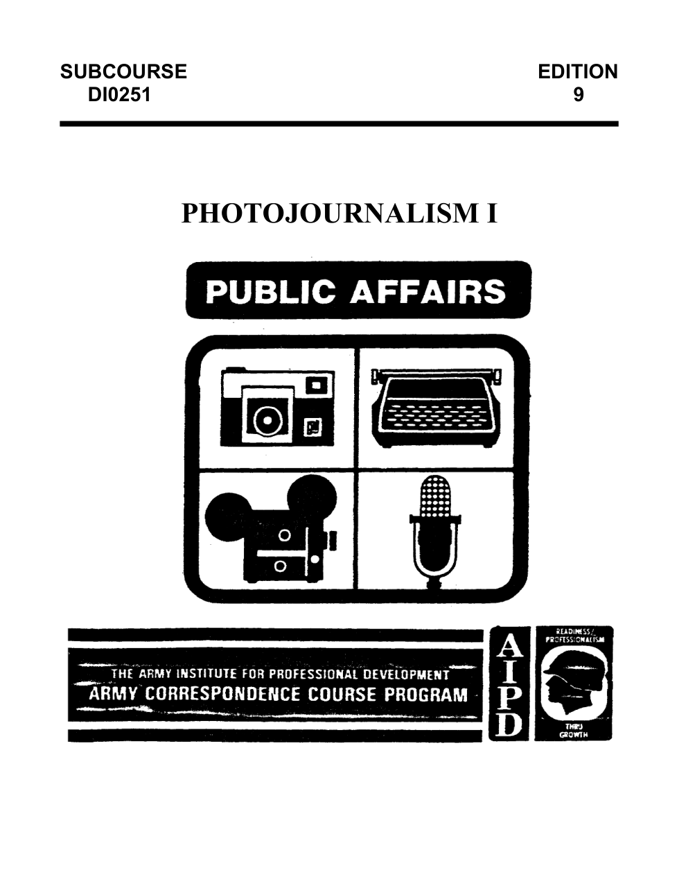 ARMY Journalist - Photojournalism I 1985 82 pages cover