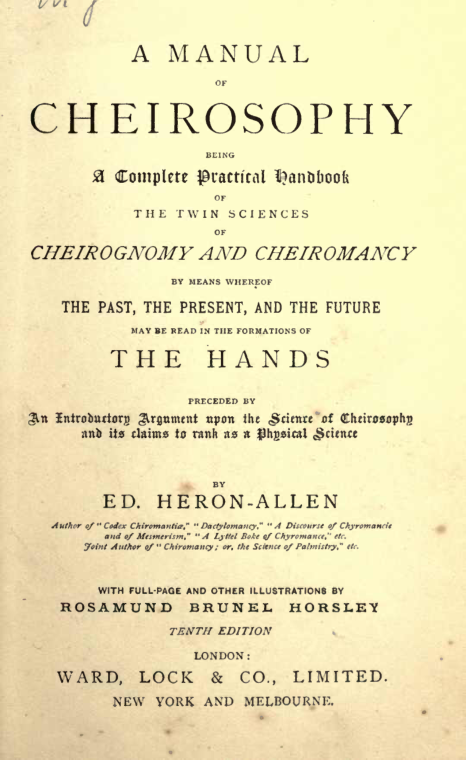 A Manual Of Cheirosophy - E Heron-Allen cover