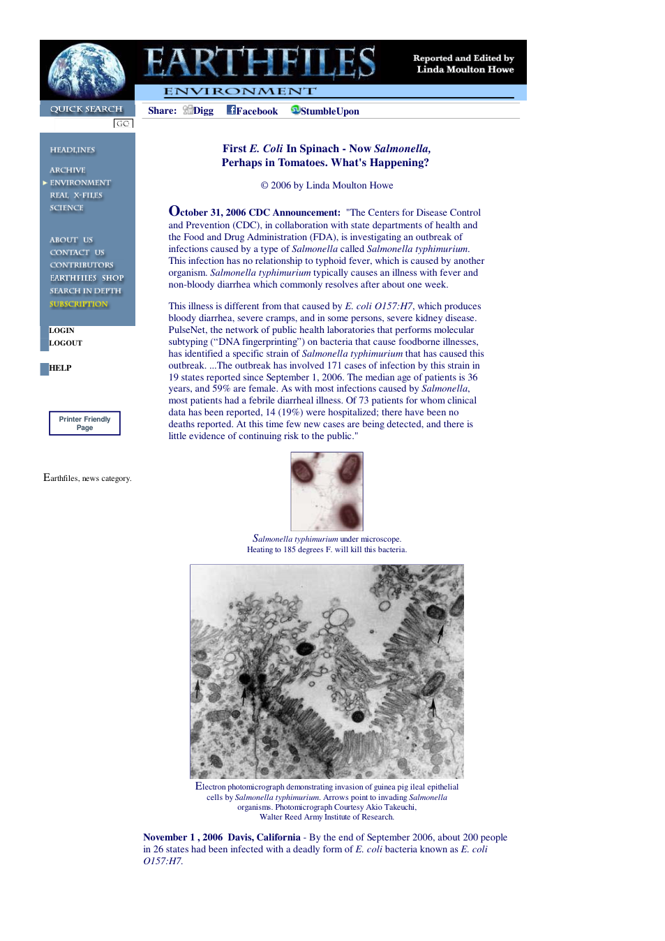 11 01 2006 First E. Coli In Spinach - Now Salmonella, Perhaps in Tomatoes. What's Happening cover