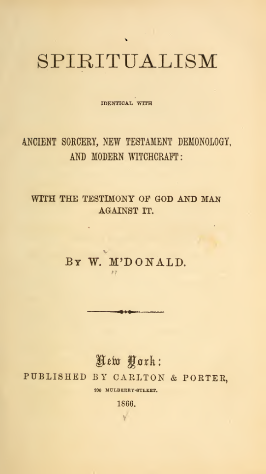 Spiritualism Identical With Ancient Sorcery(1866) cover