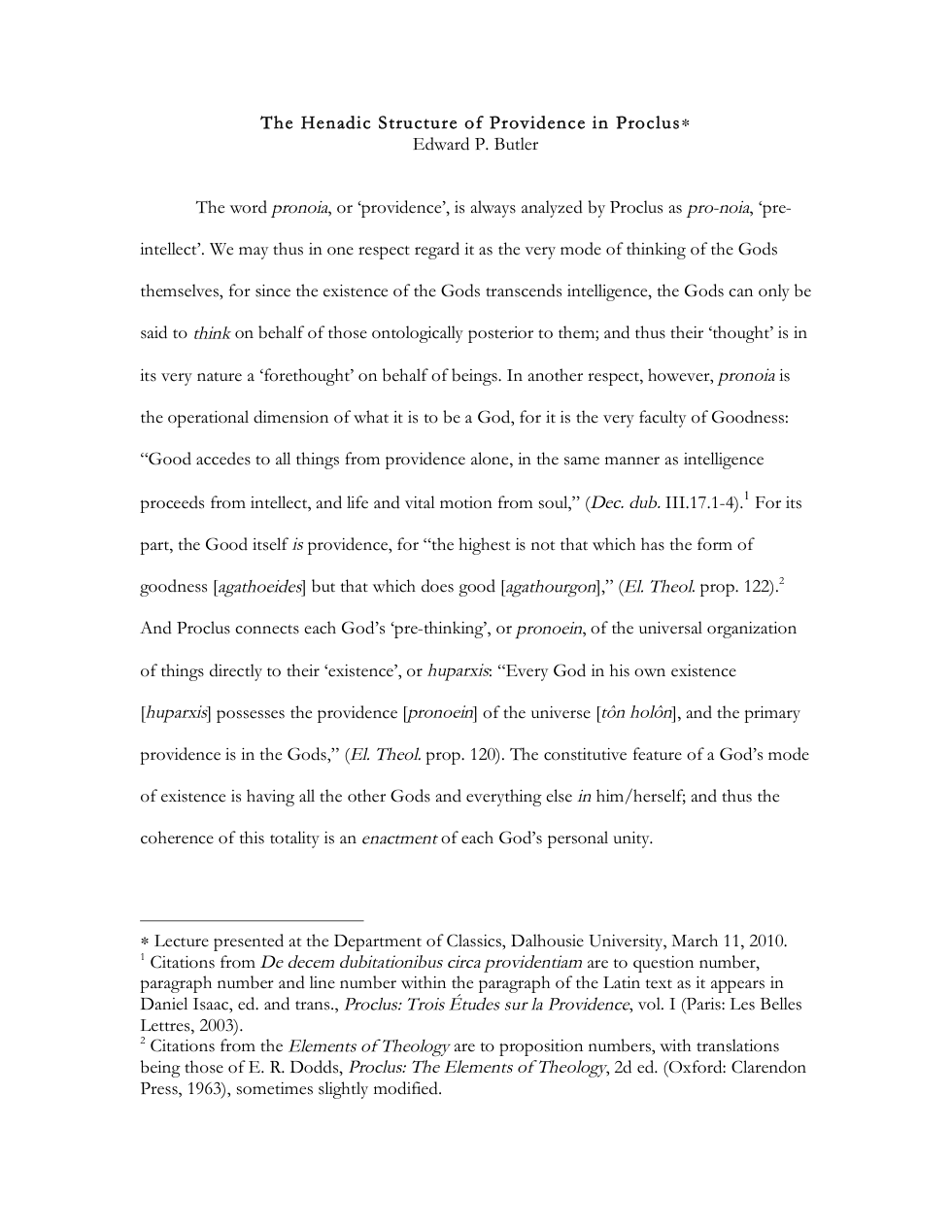 The Henadic Structure of Providence in Proclus cover