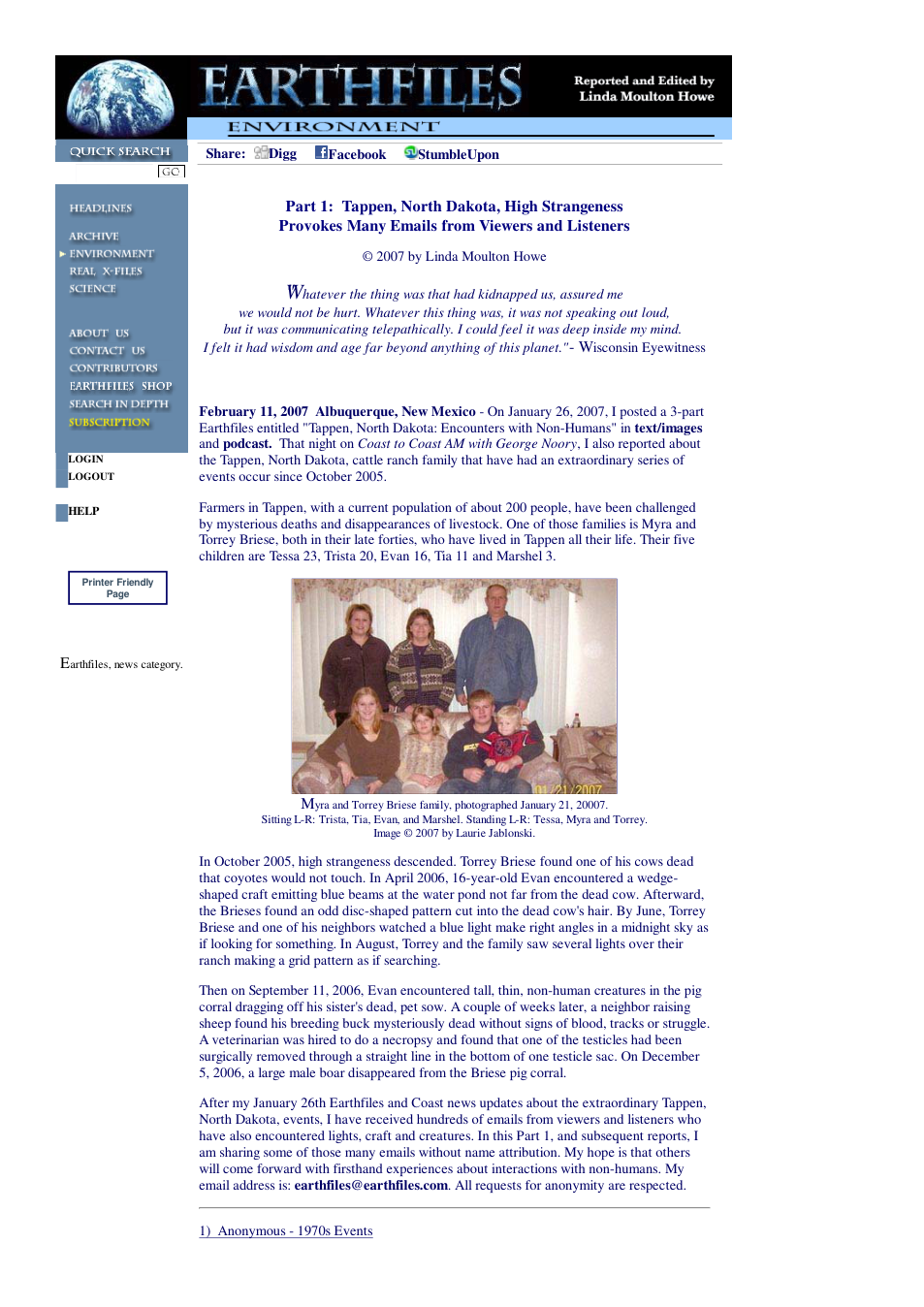 02 11 2007 Part 1 Tappen, North Dakota, High Strangeness Provokes Many Emails from Viewers and Listeners cover