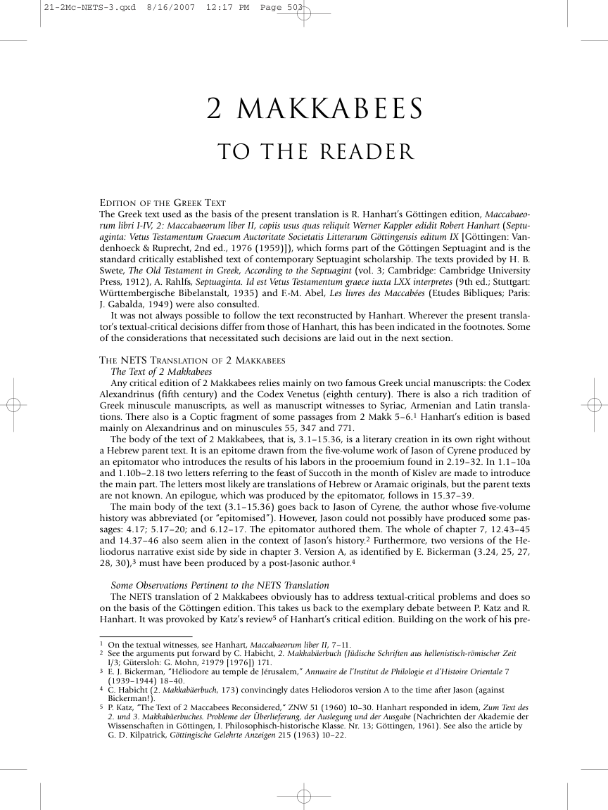 21 2 Makkabees, tr. Joachim Schaper cover