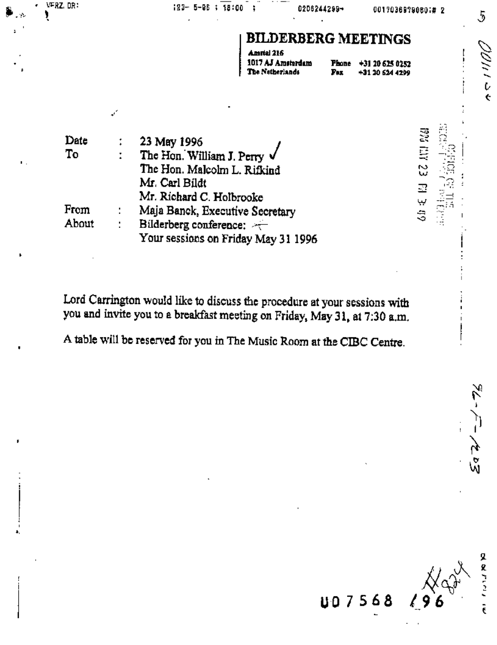 Bilderberg Meeting Documents 1996 cover