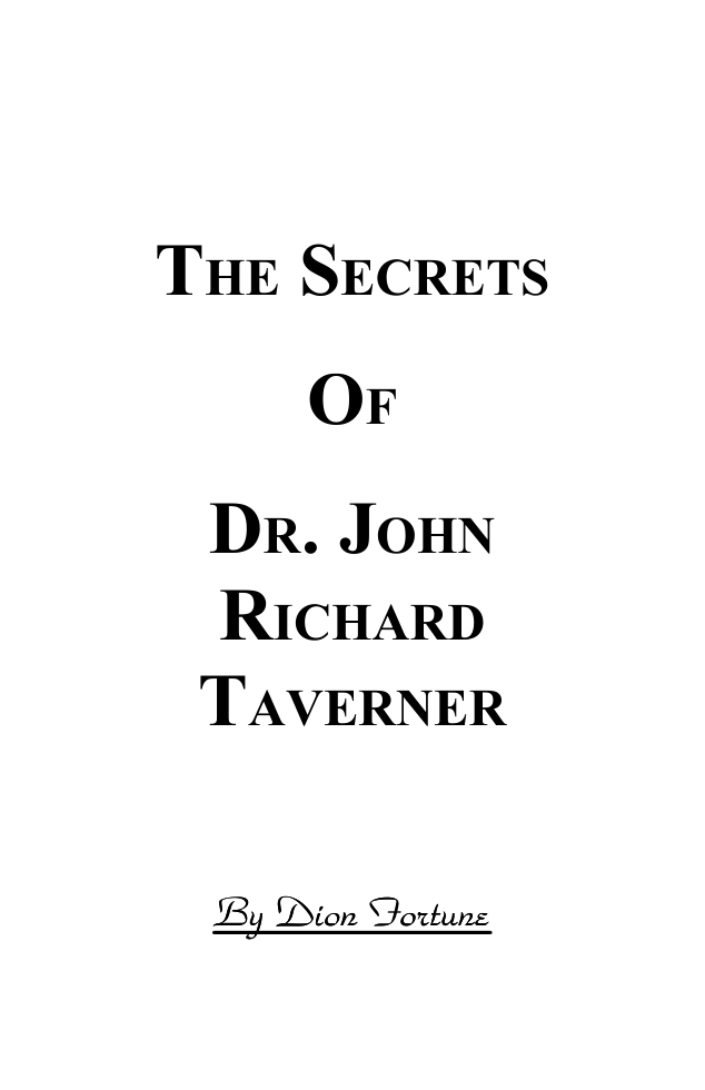 Secrets Of Dr. Taverner cover