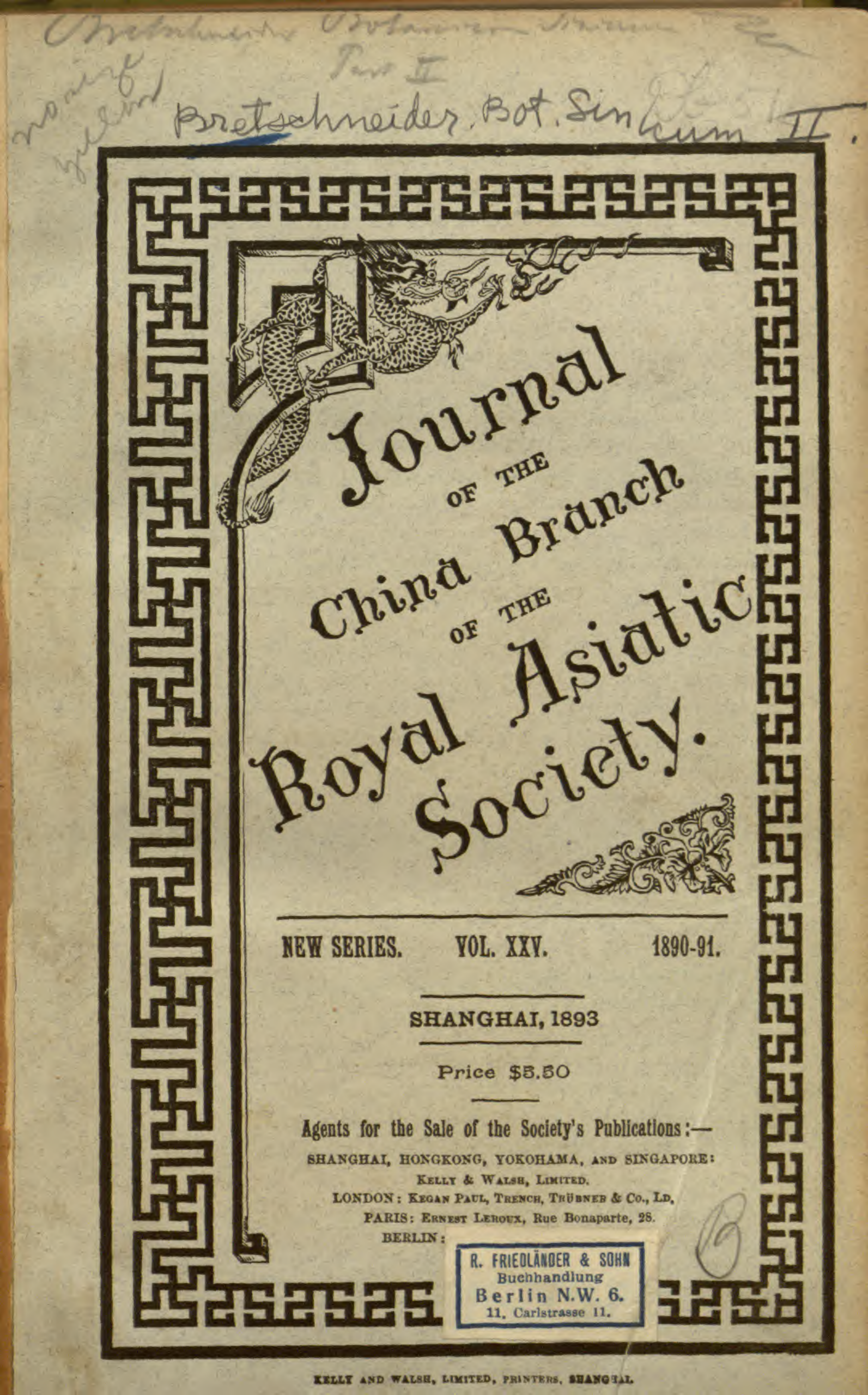 Botanicon sinicum - Notes on Chinese botany from native and western sources Vol 2 - E. Bretschneider (1882) cover