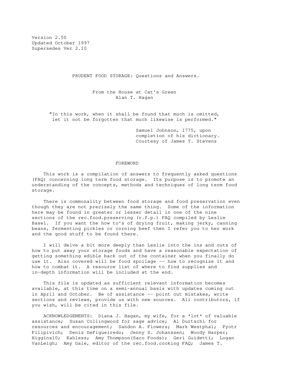 Food FAQs 1997 83 pages cover