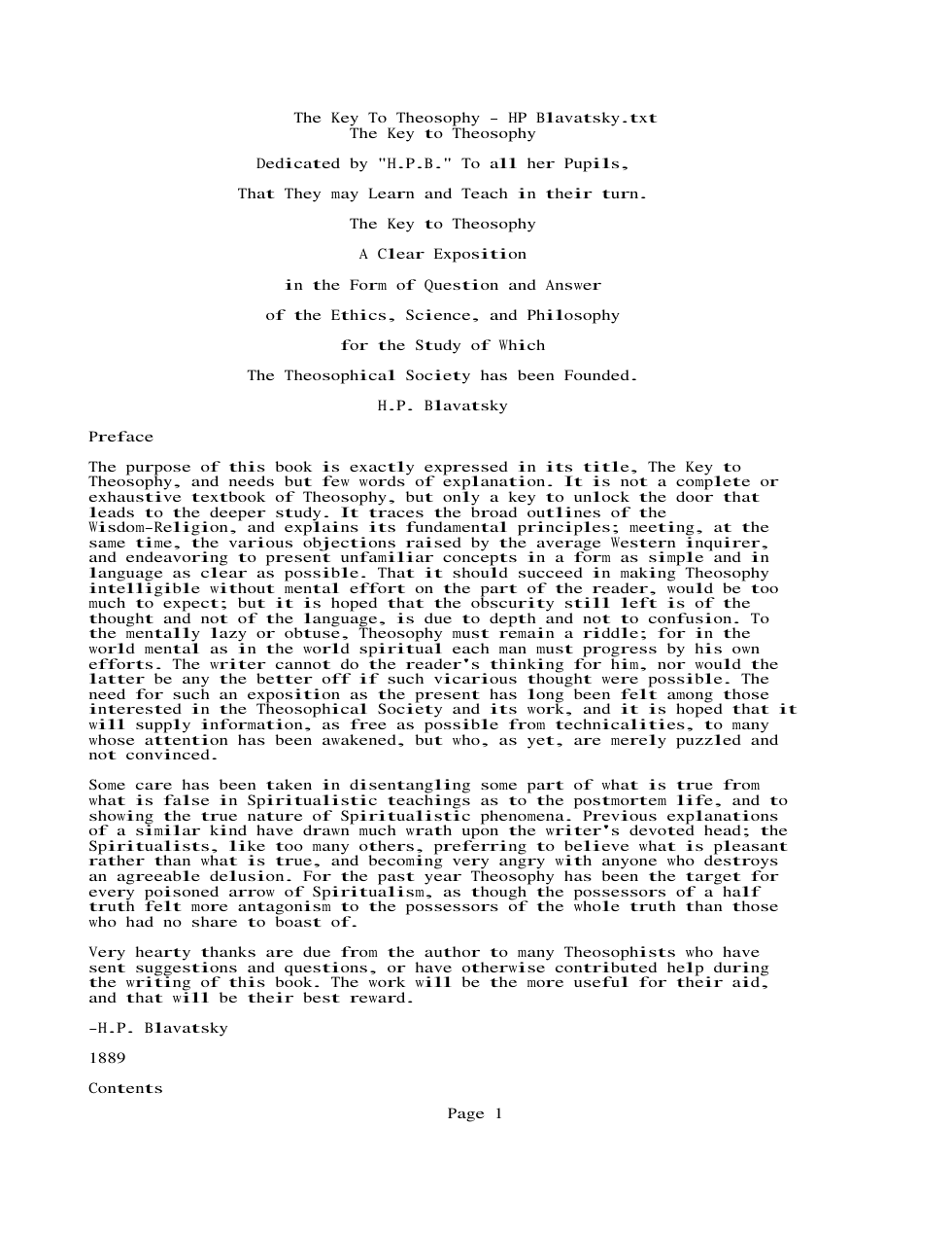 Key To Theosophy cover