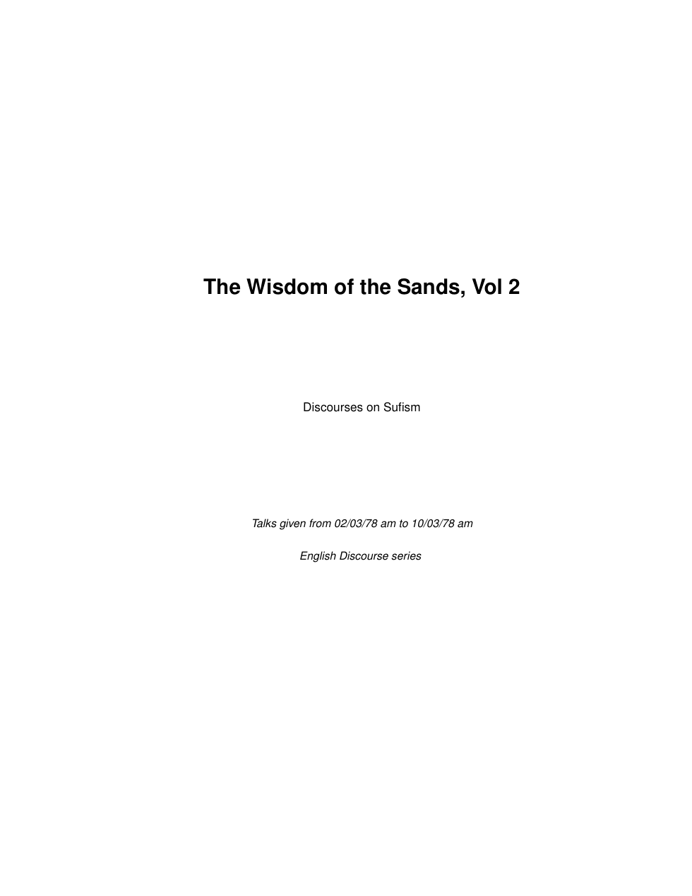 The Wisdom of the Sands, Vol 2 cover