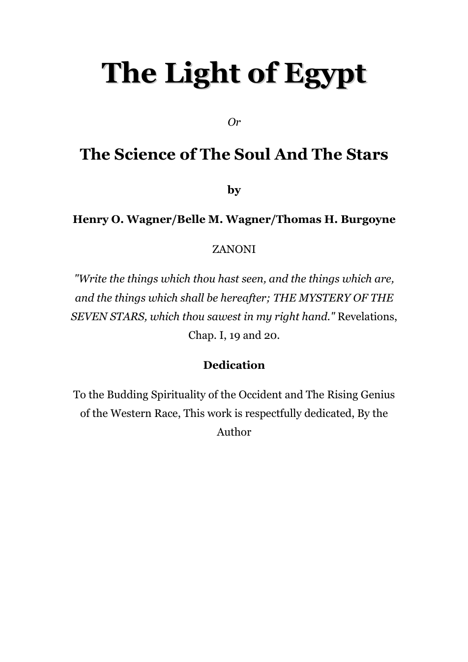 Light Of Egypt The Science Of The Soul & Stars - H Wagner cover