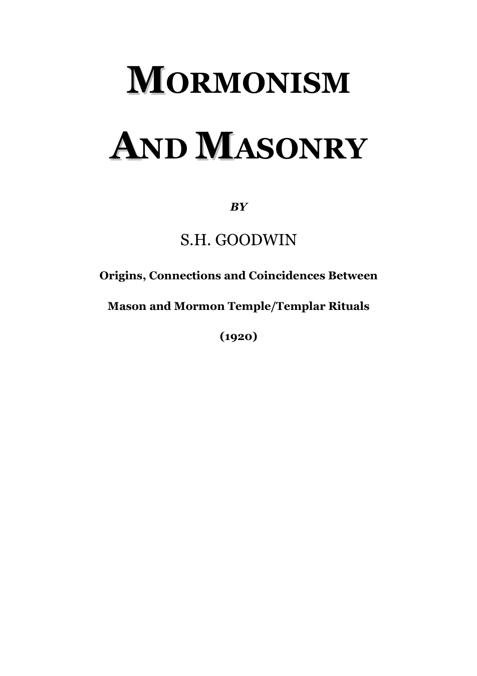 Mormonism & Masonry - S. H. Goodwin cover