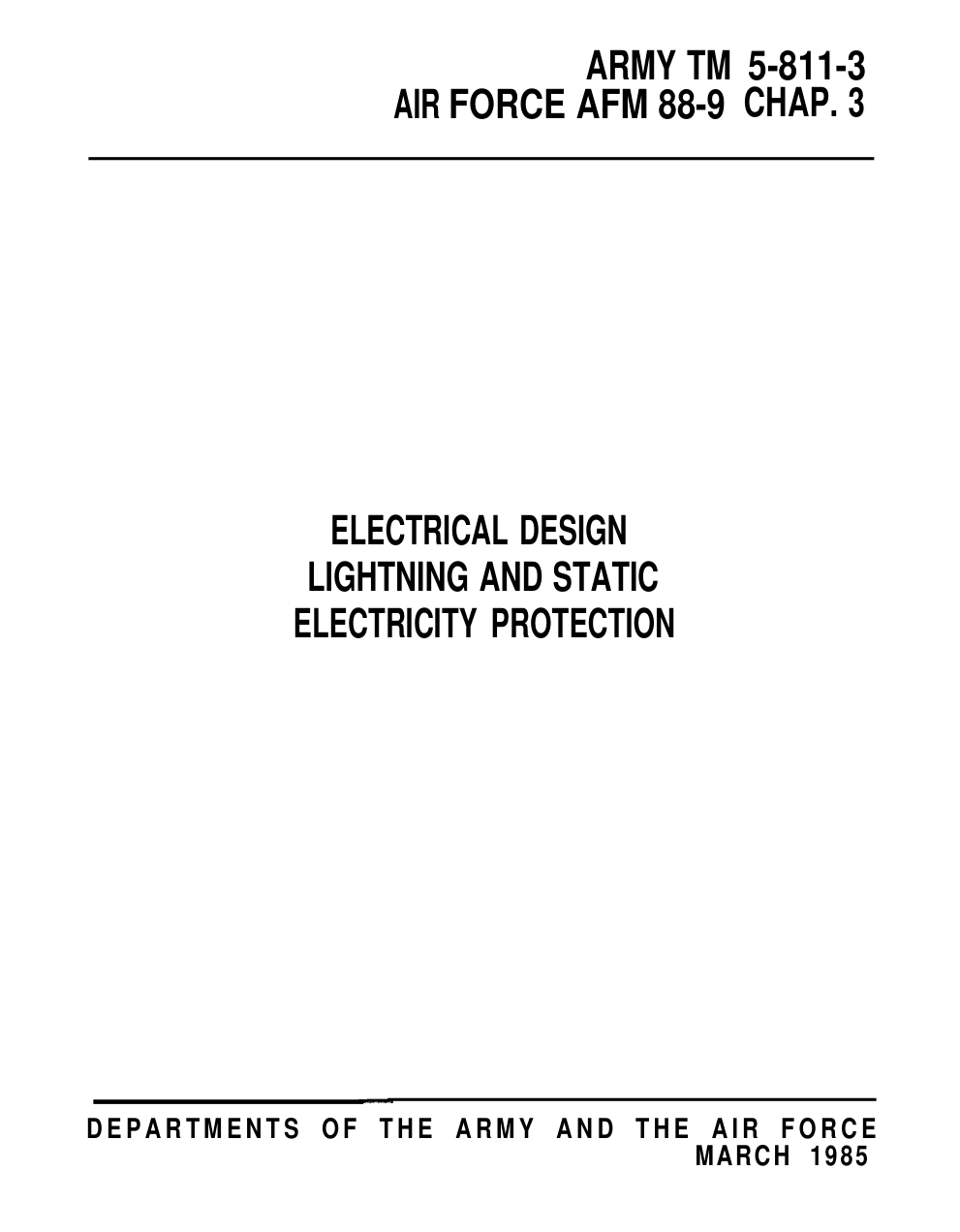 ARMY Electrical-Lightning,Static Elec.Protect. 1985 20p. cover
