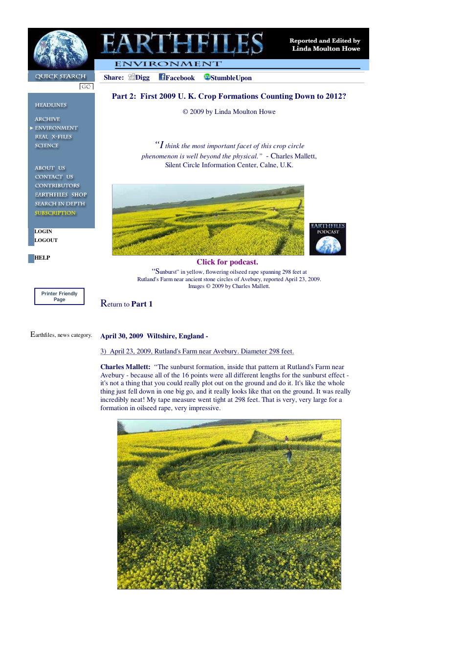 04 30 2009 Part 2 First 2009 U. K. Crop Formations Counting Down to 2012 cover