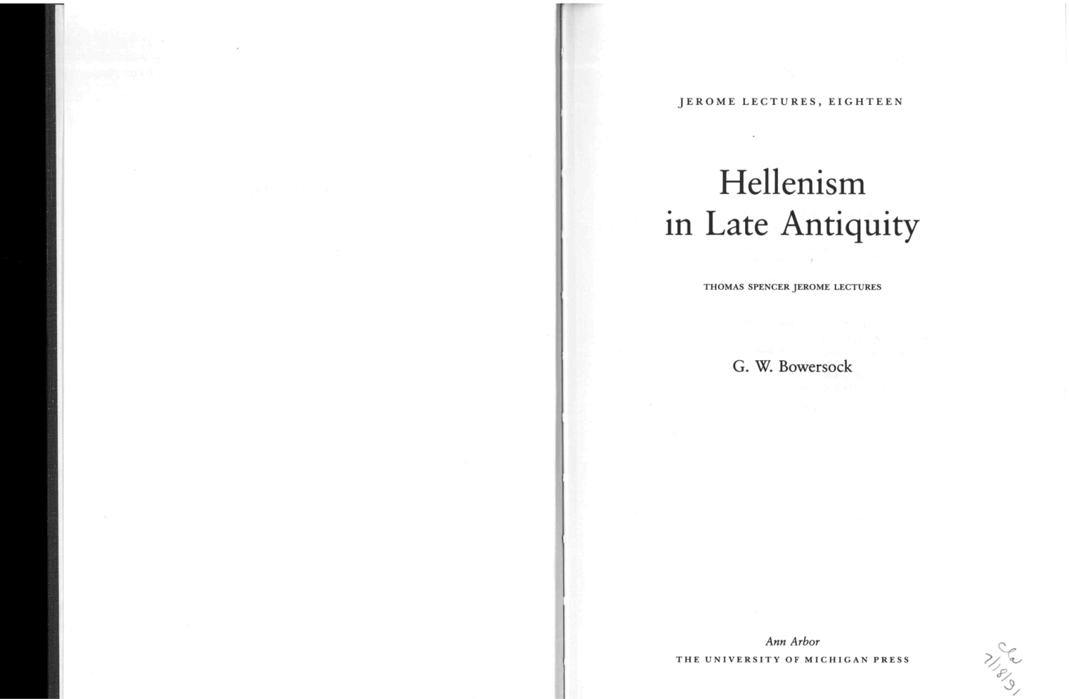 Hellenism in Late Antiquity Thomas Spencer Jerome Lectures cover