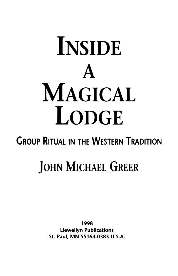 Greer - Inside a Magical Lodge - OCR cover