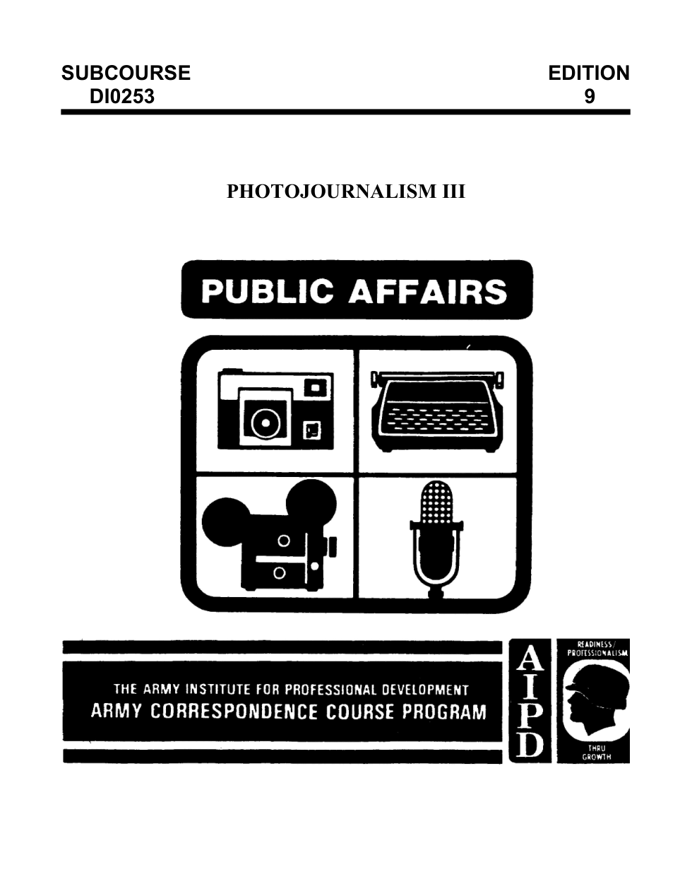 ARMY Journalist - Photojournalism III 1989 34 pages cover