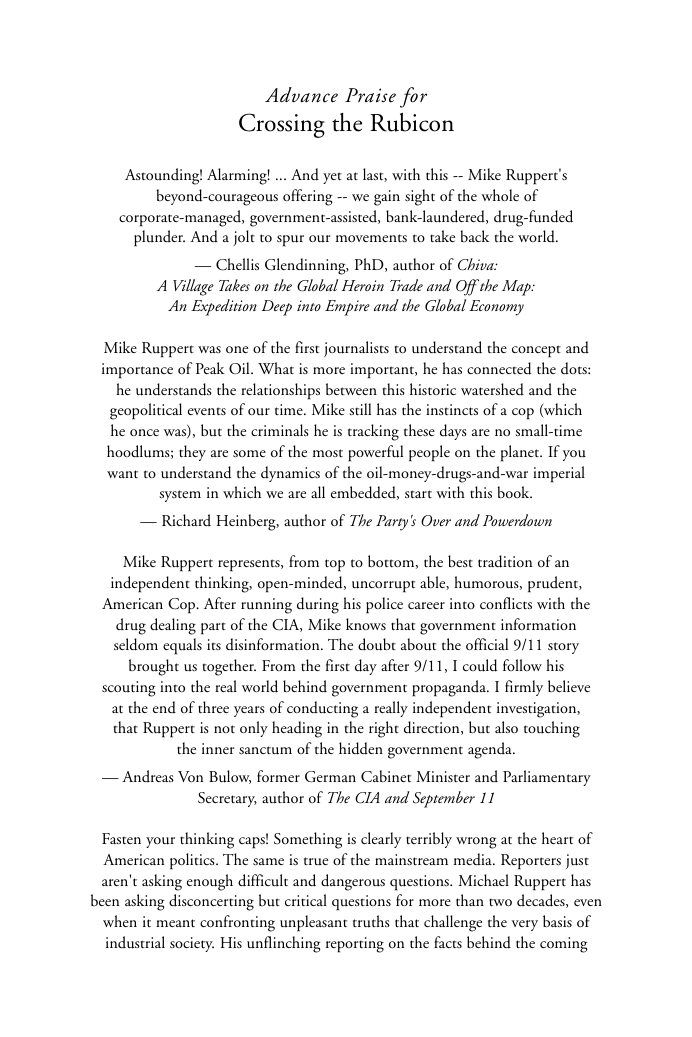 Ruppert, Michael C. - Crossing the Rubicon, The Decline of the American Empire at the End of the Age of Oil (2004) cover
