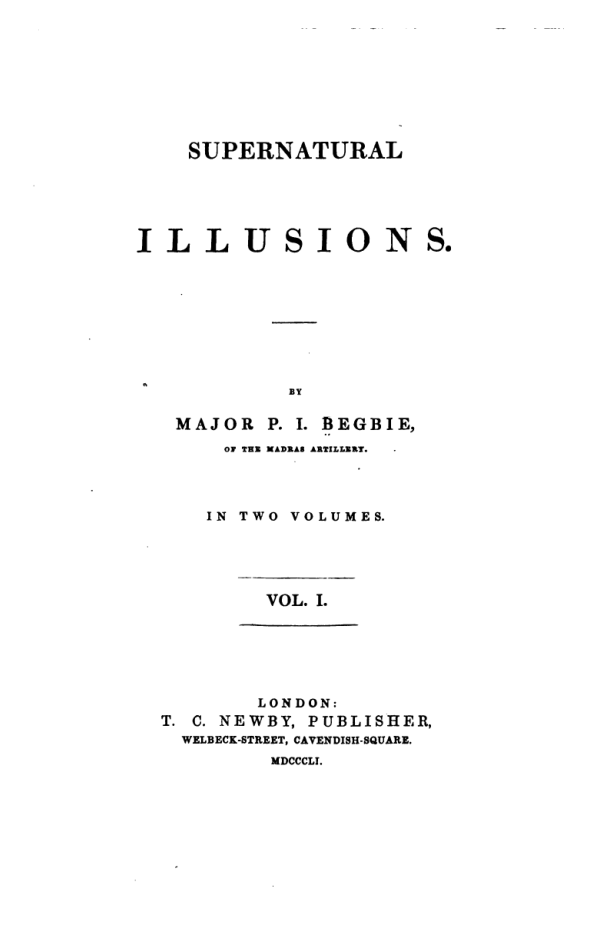 Supernatural Illusions Vol 1 - P Begbie cover