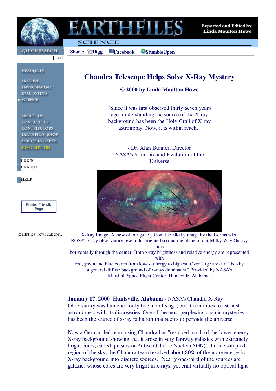 01 17 2000 Chandra Telescope Helps Solve X-Ray Mystery cover